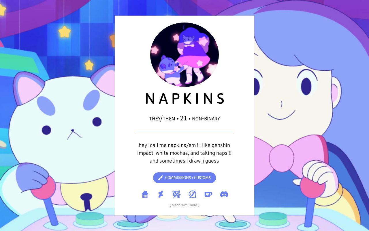 Carrd profile picture for @napkins